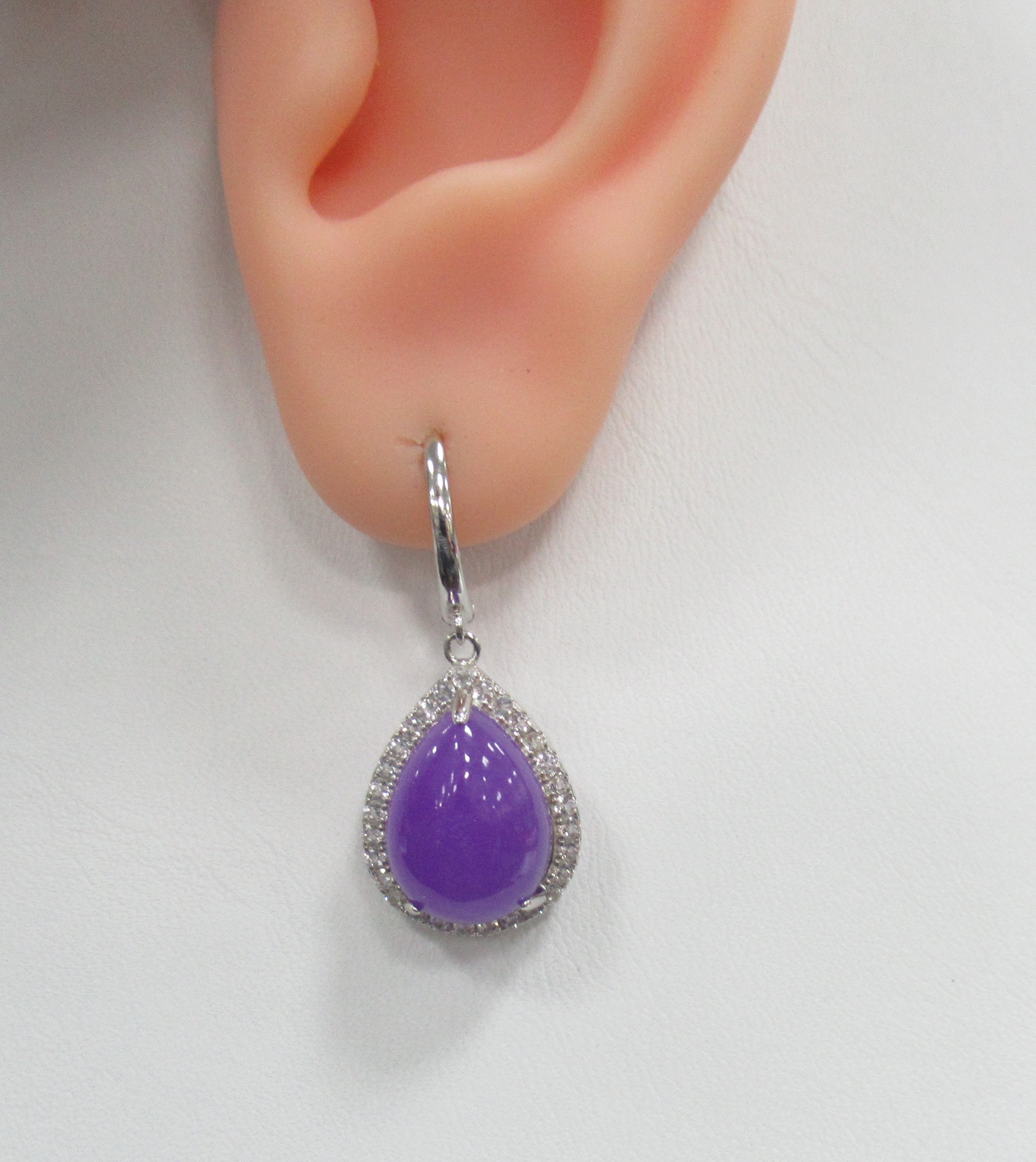 Серебряные серьги с лавандовыми жадеитами